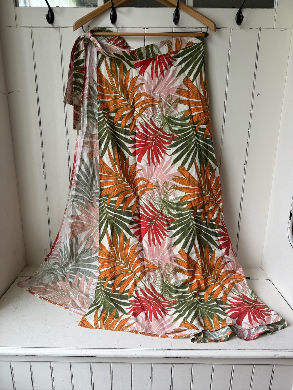 Amiani Tropical Palm Print Wrap Skirt | Resort Wear Vacation Maxi Skirt